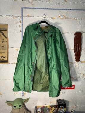Vintage Wilderness Experience Green Ripstop Hooded Rain Jacket Parka Size L